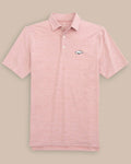The front of the Arkansas Razorbacks Driver Spacedye Polo Shirt by Southern Tide - Crimson